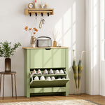 12-shoe Storage Cabinet 4 Shelves 2 Drawers Tabletop | Green
