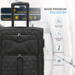 Medium 26" Lightweight 4 Wheel 800d Soft Case Quilted Suitcases Set Of 3 Anti Crack - Cabin & Hold Luggage 100+ Airlines Approved | Medium | Black