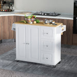 HOMCOM Kitchen Island On Wheels, Kitchen Cart With Drop Leaf, White