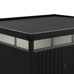 9.71 × 8.46 Ft Metal Garden Storage Shed Skylight Roof Shed,large Outdoor Tool House Flat Roof Storage & Lockable Door