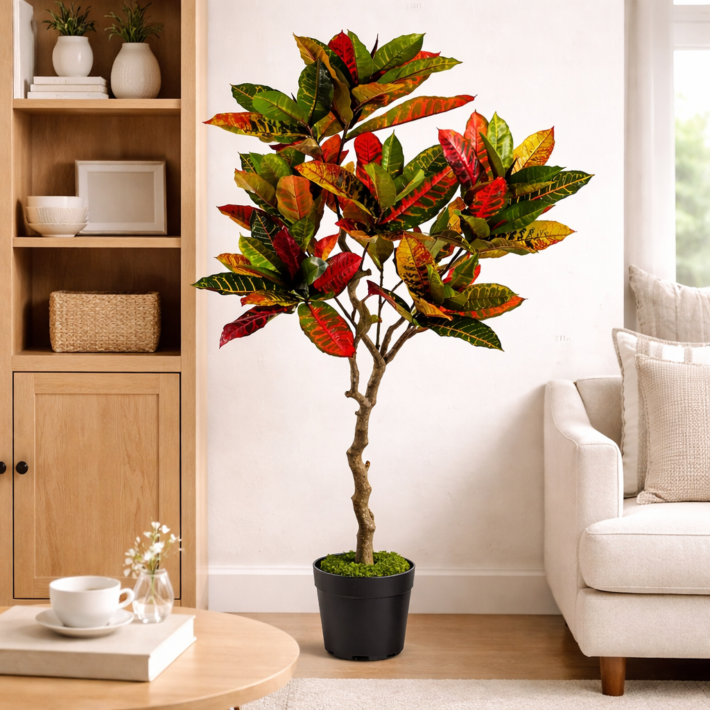 130cm Artificial Codiaeum Multicoloured Tree