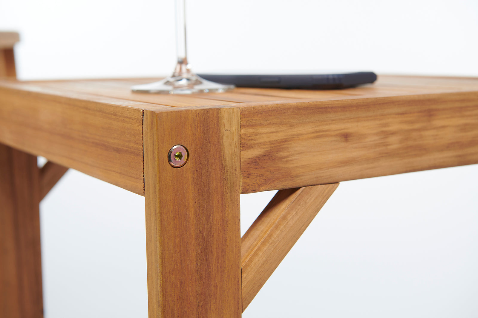 C-shaped Wooden Outdoor Side Table