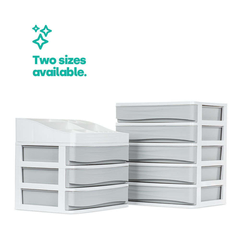 Livivo Large 3 Drawer Desk & Detachable Tray Set - Grey