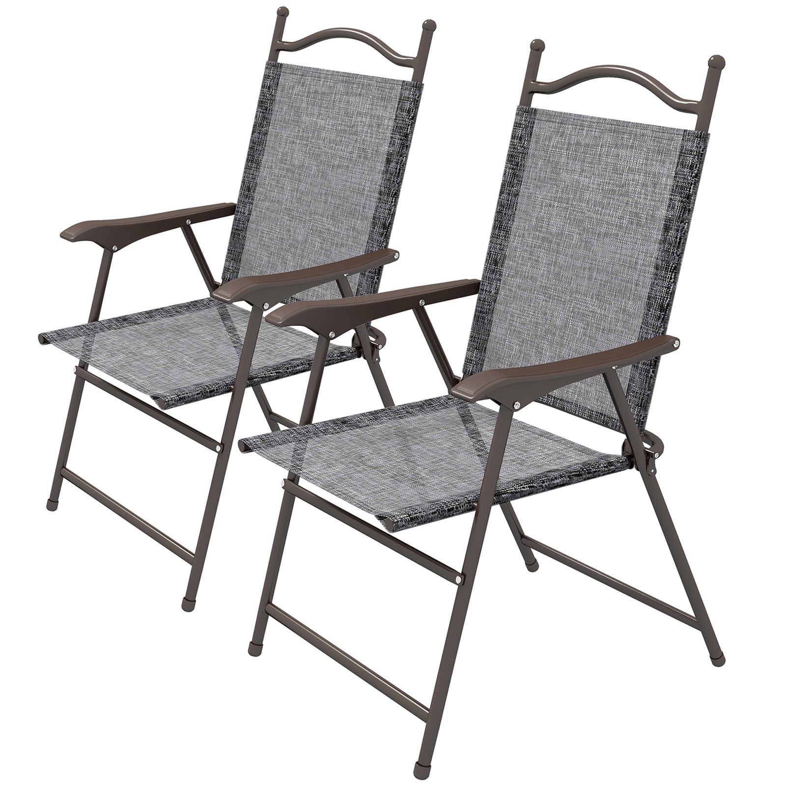2pcs Folding Chair With Armrest, Breathable Mesh Fabric Seat | Gray