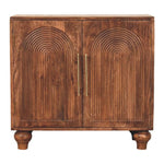 Solid Wood Arco Groove Sideboard, 2 Doors And 2 Shelves, Dark Brown