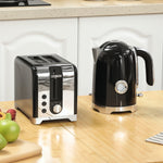 Kettle And Toaster Set With Temperature Gauge, Crumb Tray | Black
