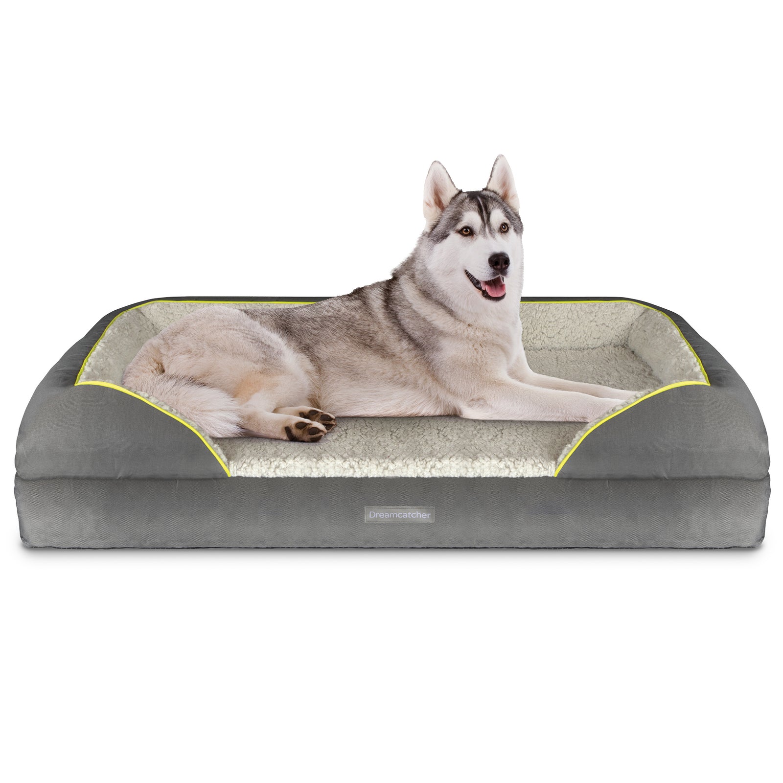 Grey Small To Xxl Dog Beds Orthopaedic Shredded Memory Foam, Fleece Sleeping Area, Non Slip Base, Removable Washable Cover | 22cm | Grey