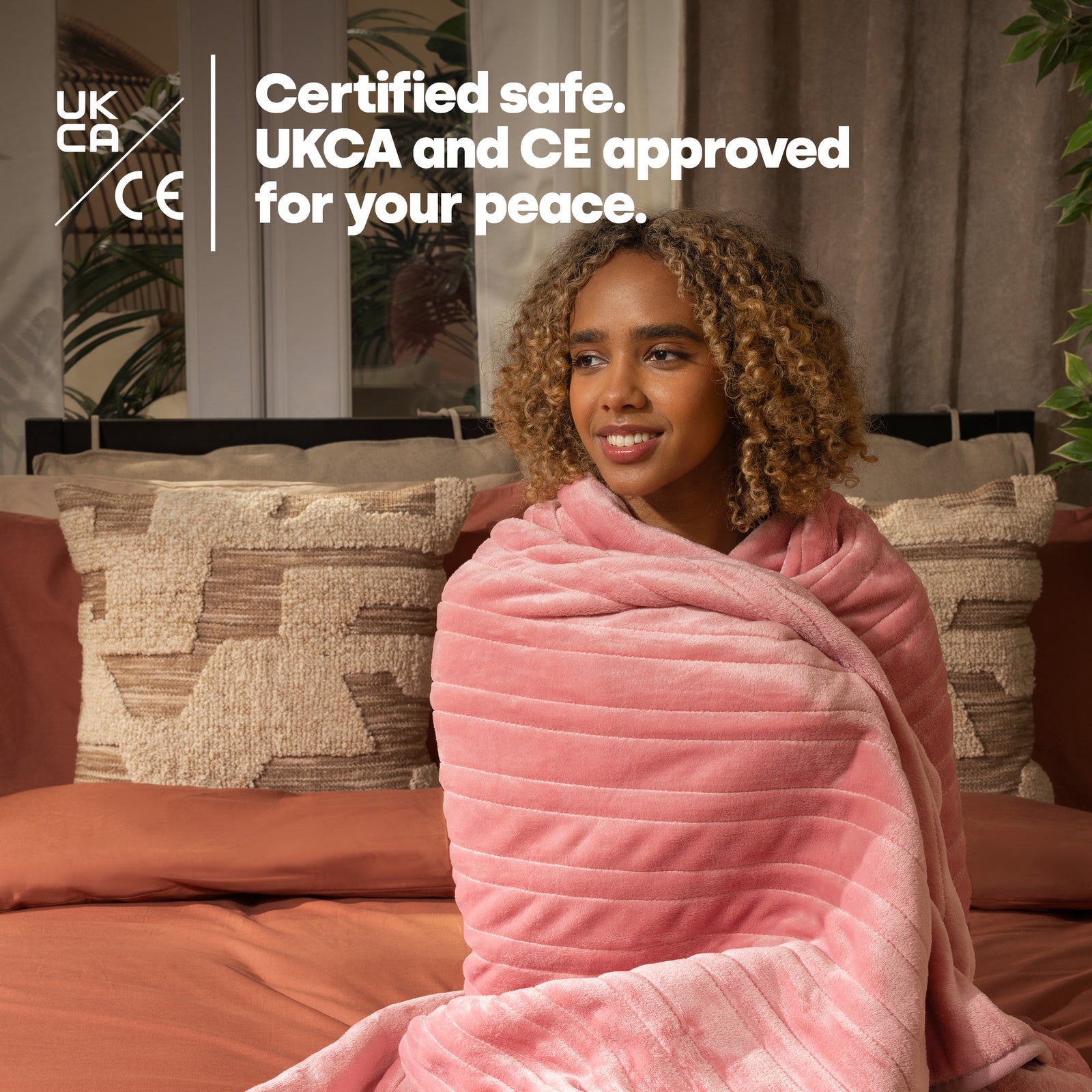 Electric Heated Throw Pink 160x120cm With Adjustable Heat Settings