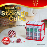 Decoration Storage Cube With 64 Ornament Dividers And Handles | Red