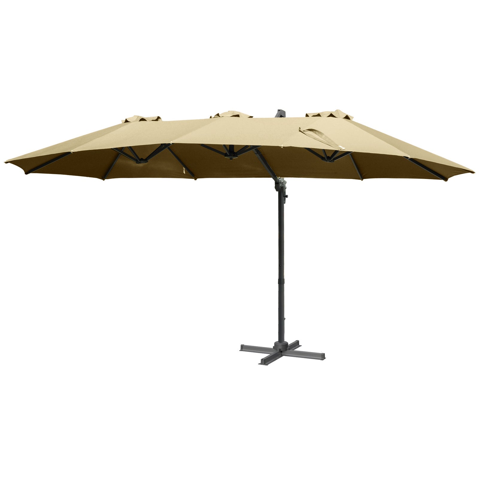 4.5m Large Double-sided Patio Parasol, Khaki