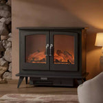 Freestanding Electric Fireplace Heater Portable Indoor Fireplace With Adjustable Flame, Remote & Timer For Living Room & Bedroom