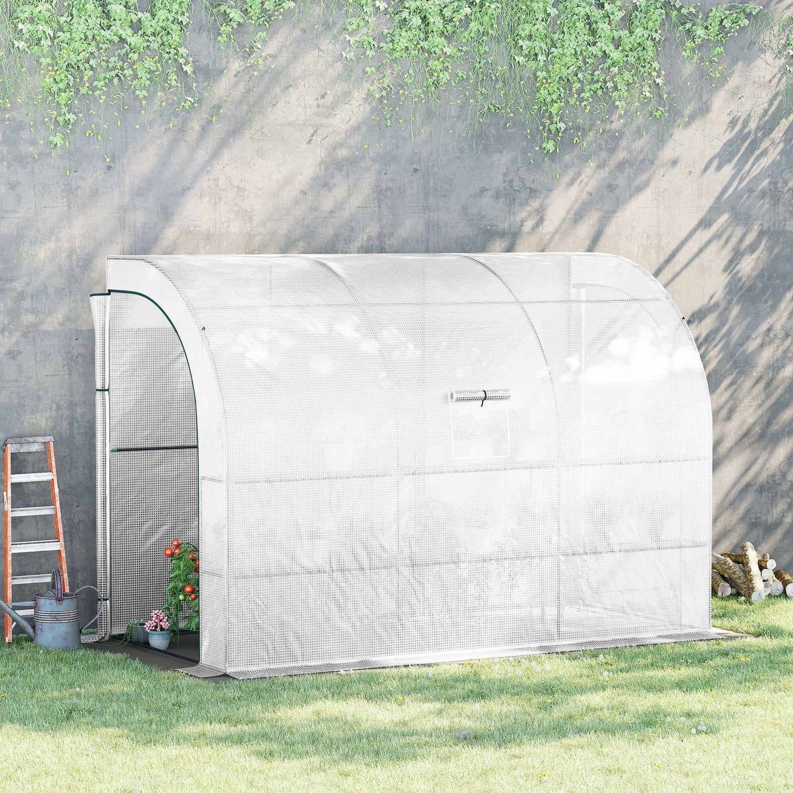 Backyard Nursery Greenhouse With Windows And Doors | White