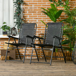 2 Pcs Patio Folding Chair Set, With Armrest, Breathable Mesh | Black