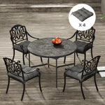Set Of 4 Outdoor Seat Cushion W/ Ties, For Garden Furniture | Charcoal Gray