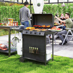 Outsunny 4+1 Burner Gas Bbq With Side Table
