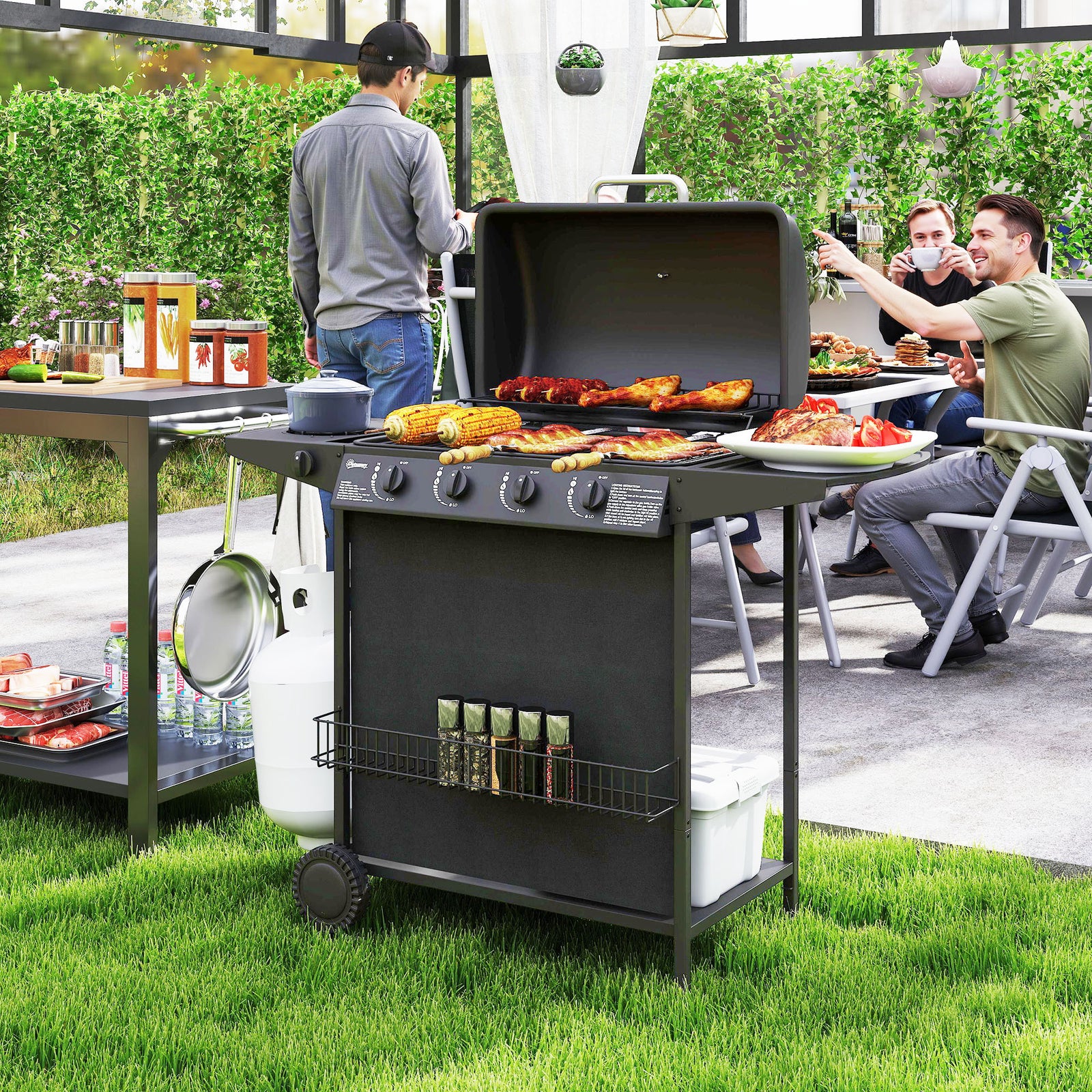 4+1 Burner Gas Bbq With Side Table