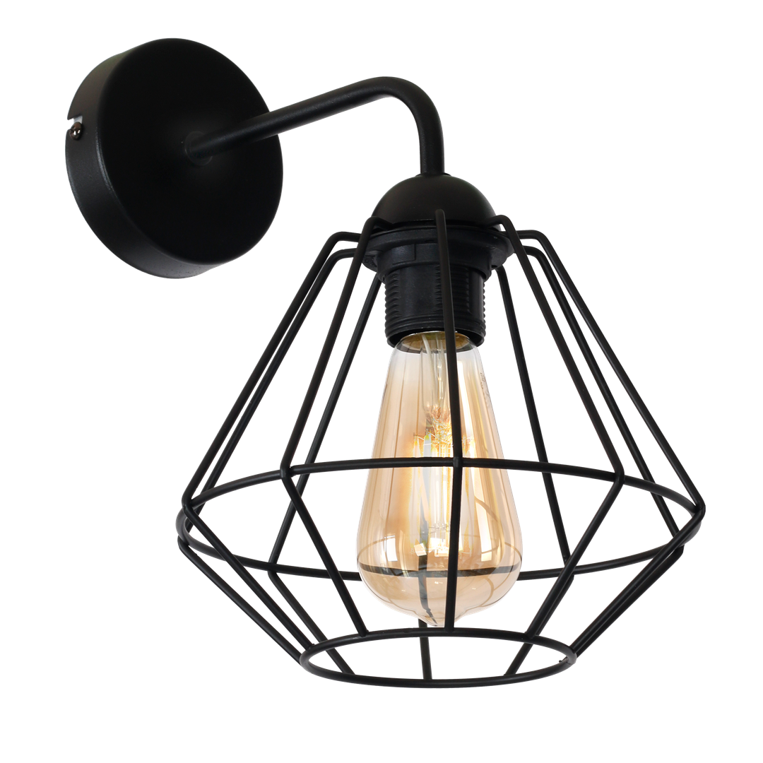 Colin Black Wall Lamp 1xe27 Hand Made Matt Black Cage Style Lamps Creating Industrial Chic