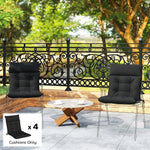 Garden Chair Cushions Set Of 4, Waterproof Seat Pads | Black