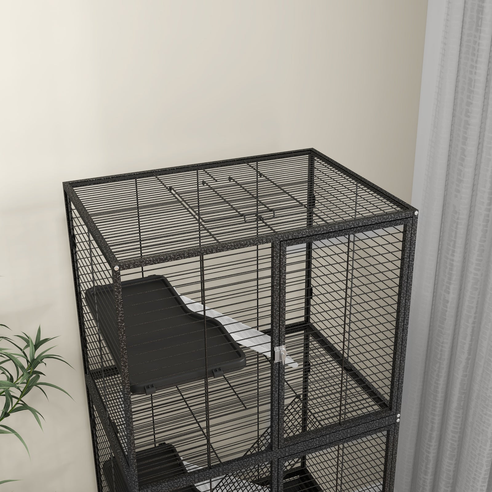Ferret Cage 136cm Rolling Small Animal Cage W/ 3 Doors, Storage Shelf
