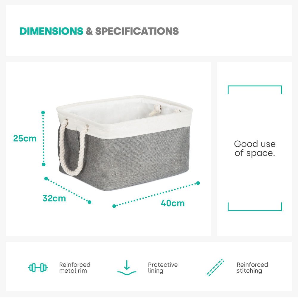Livivo Large Fabric Storage Baskets With Rope Handles