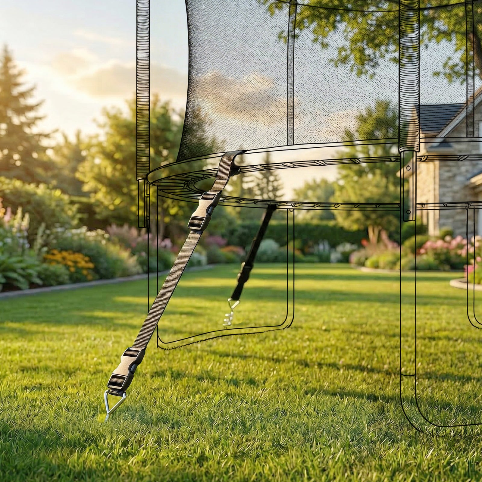 SPORTNOW 4pcs Trampoline Anchor Kit, 32 Cm Galvanised Trampoline Stakes