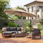 3 M Cantilever Parasol, Offset Umbrella With Cover And Wind Ropes | Khaki