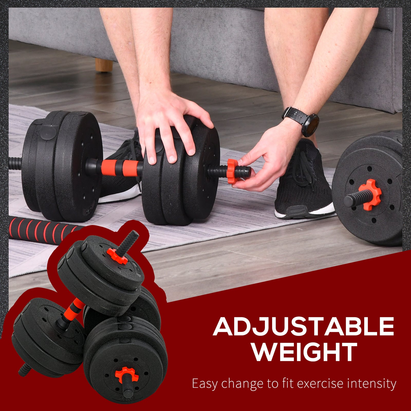 Adjustable 2 In 1 Barbell Dumbbells Set | 25kg | Black