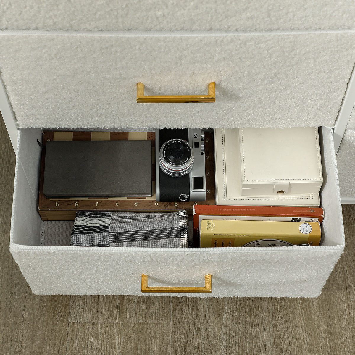 HOMCOM Chest Of Drawers With 9 Drawers, Boucle Storage Organiser, Cream