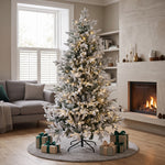 Breeins 180cm Pre-lit Artificial Flocked Christmas Tree With Metal Stand