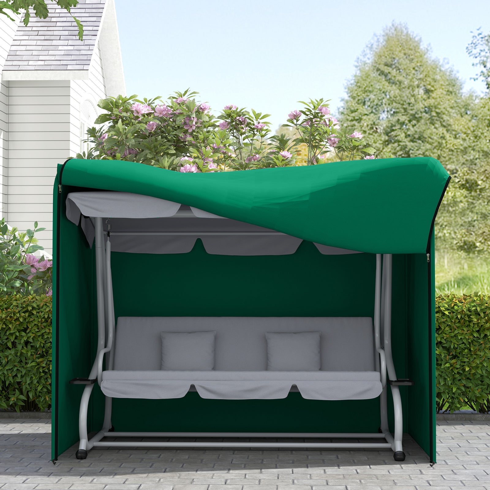 3 Seater Garden Swing Chair Cover, Windproof And Anti-uv | Green
