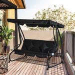 2-in-1 Garden Swing Chair For 3 Person W/ Adjustable Canopy | Black