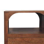 Arc-line Bedside Table, 1 Drawer, 1 Open Shelf, brown