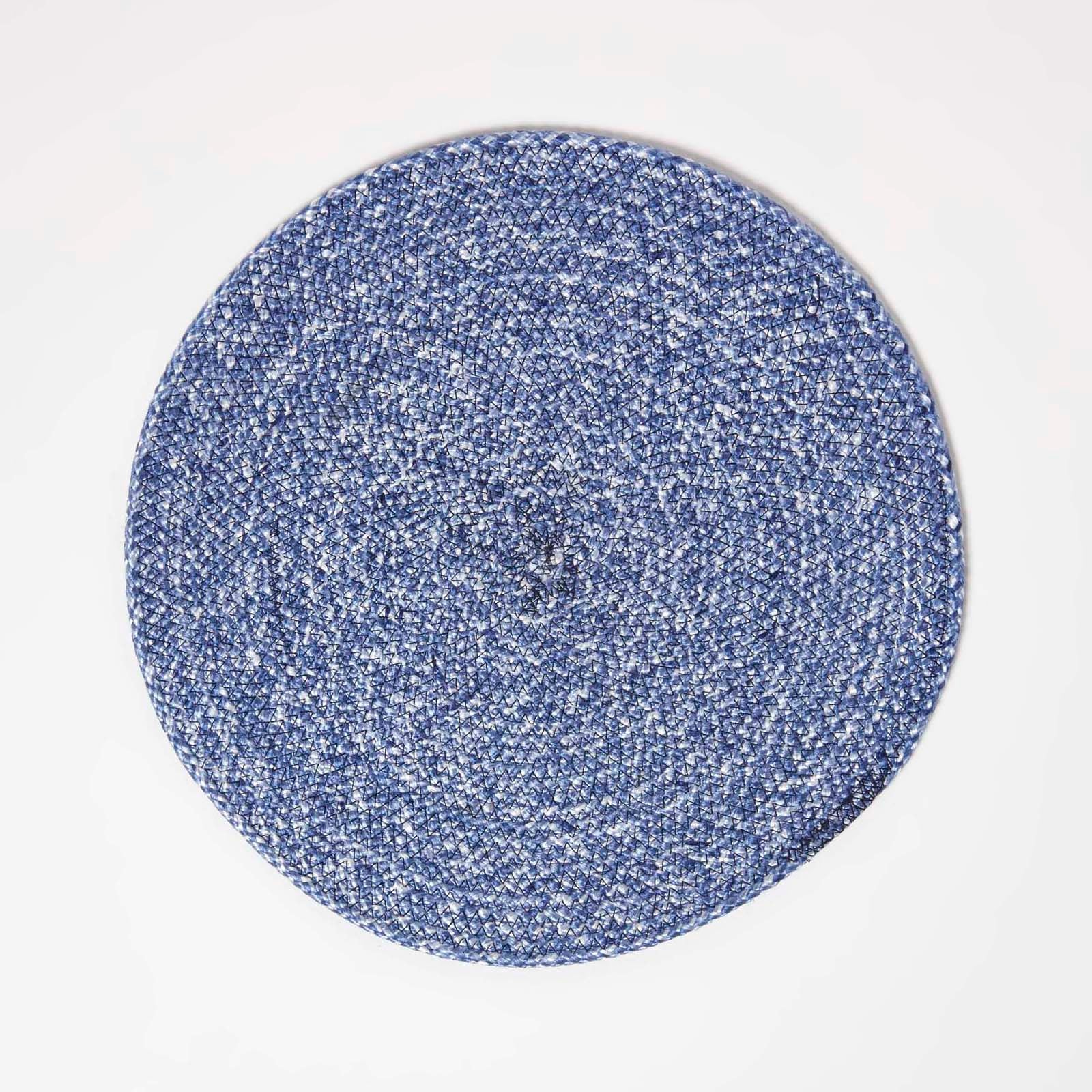 Handwoven Round Placemats Set Of 4 | 40cm | Blue