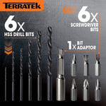 18v Cordless Drill And Screwdriver Set & Drill Bit Kit Li-ion Battery Included, Lightweight Power Battery Drill | 13 Piece Kit – 1x 18v Battery + Charger | Orange