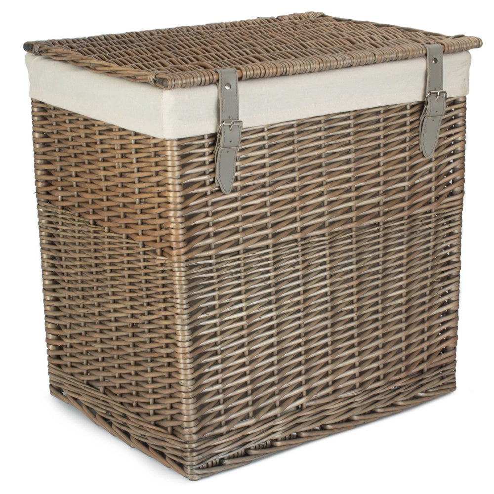 White Cotton Lined Boutique Antique Wash Laundry Baskets | Small