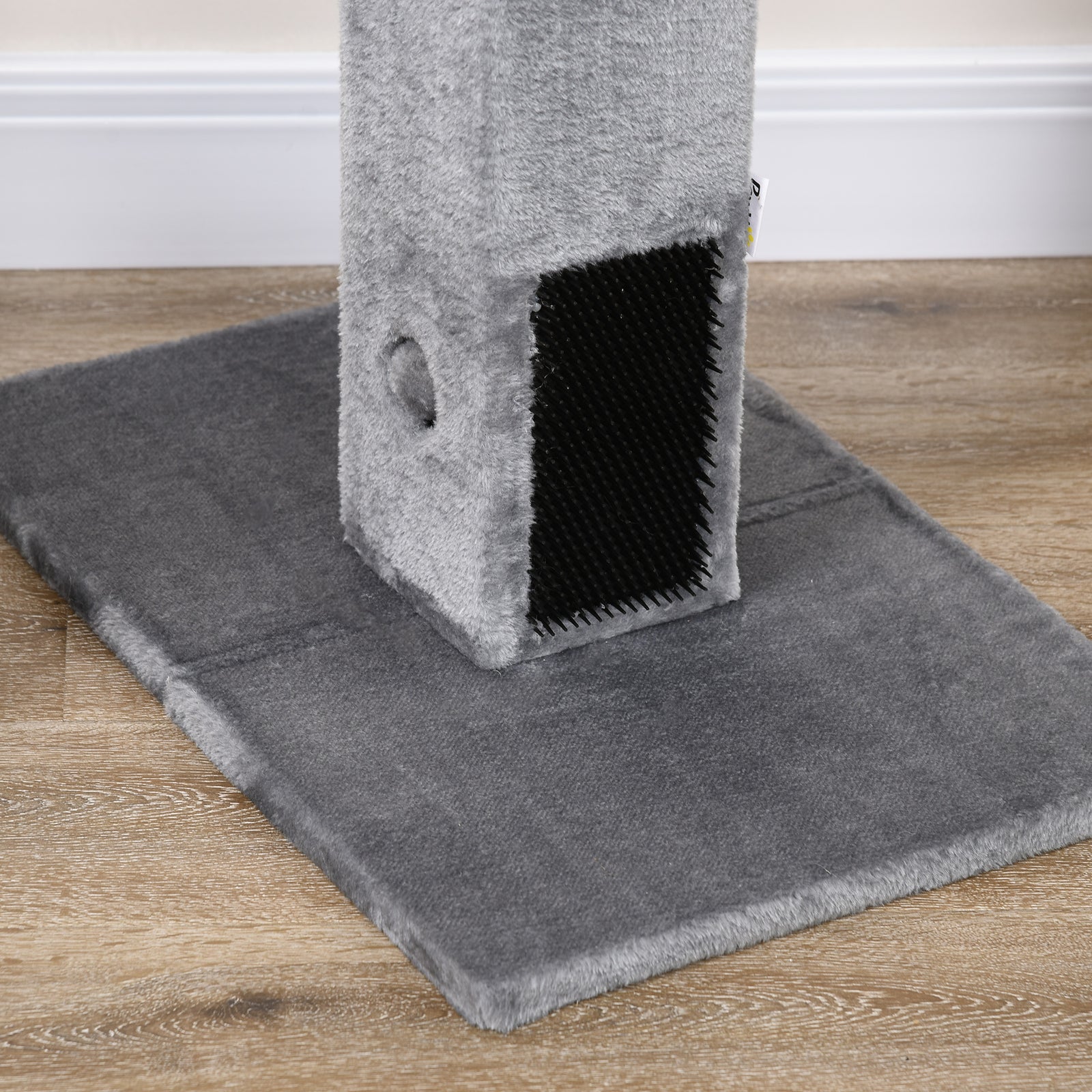 Cat Scratching Post Scratcher Climber W/ Carpet Base Hanging Toy | Gray