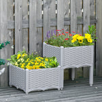 Set Of 2 Raised Flower Bed Plant Stand | Gray