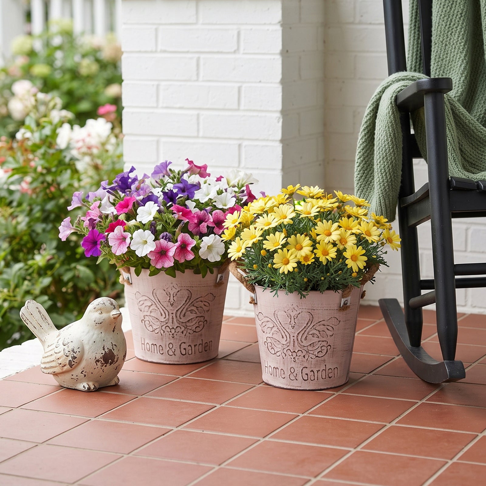 Breeins Set Of 2 Vintage Wrought Iron Flower Pots