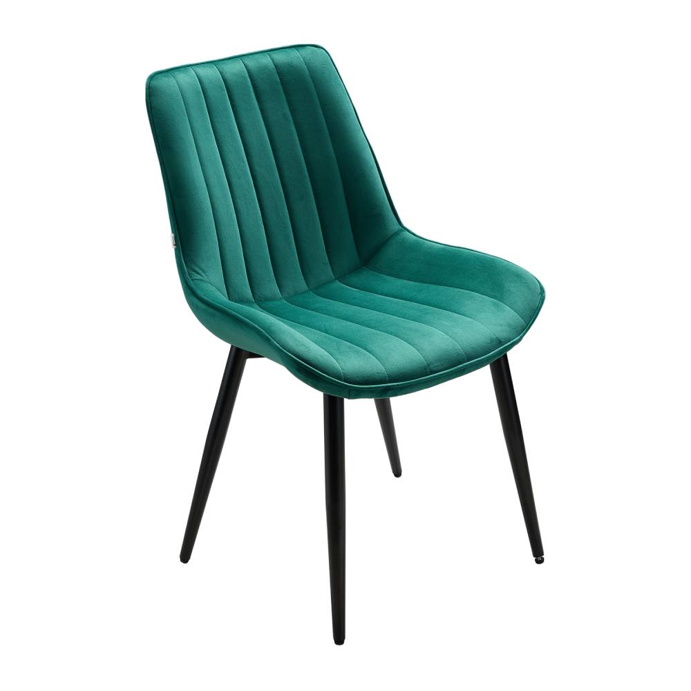 Set Of 2/4 Velvet Dining Chairs With Quilted Design, Wooden Frame, And Metal Legs | Set of 2 | Green