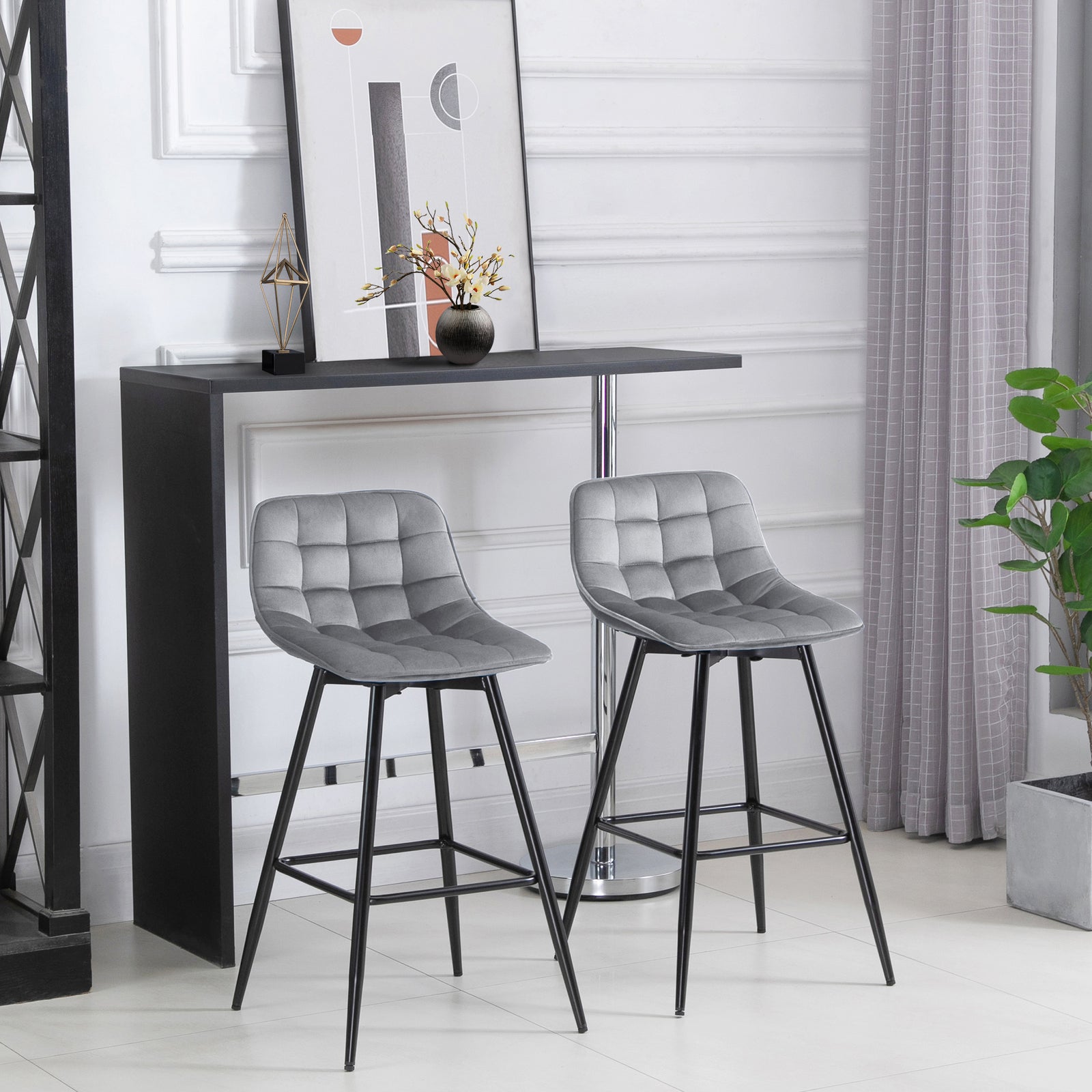Kitchen Counter Chairs Set Of 2 Velvet-touch
