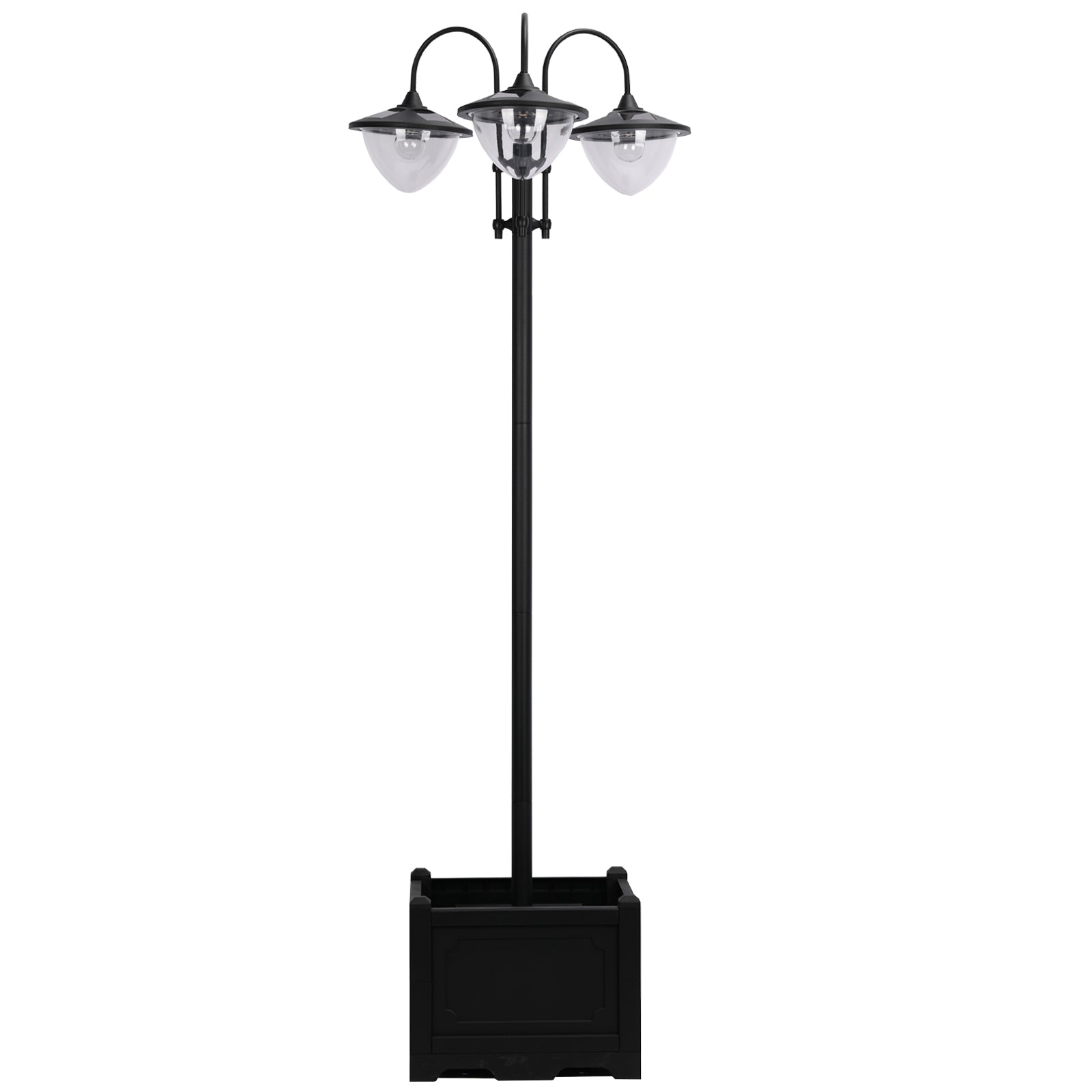 3-head Led Solar Light Lamp Street Light Post W/ Base