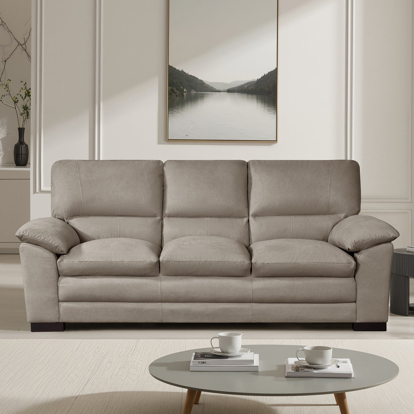 Ramona Soft Fabric 3 Seat Sofa | Brown