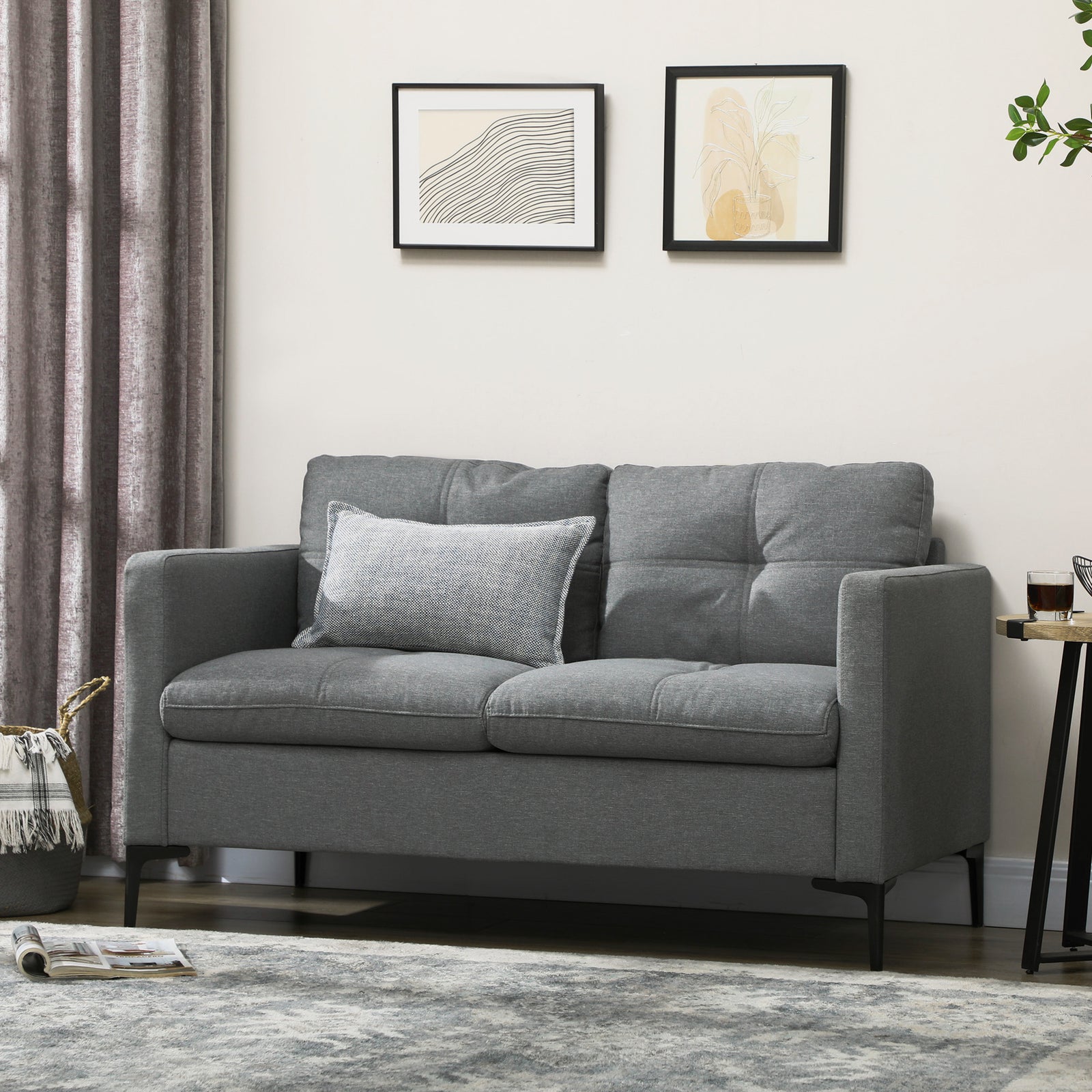Modern Loveseat Sofa Upholstered 2 Seater Settee Living Room