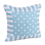 Cotton Stripe Border And Stars Cushion Cover | 60cm x 60cm | Blue