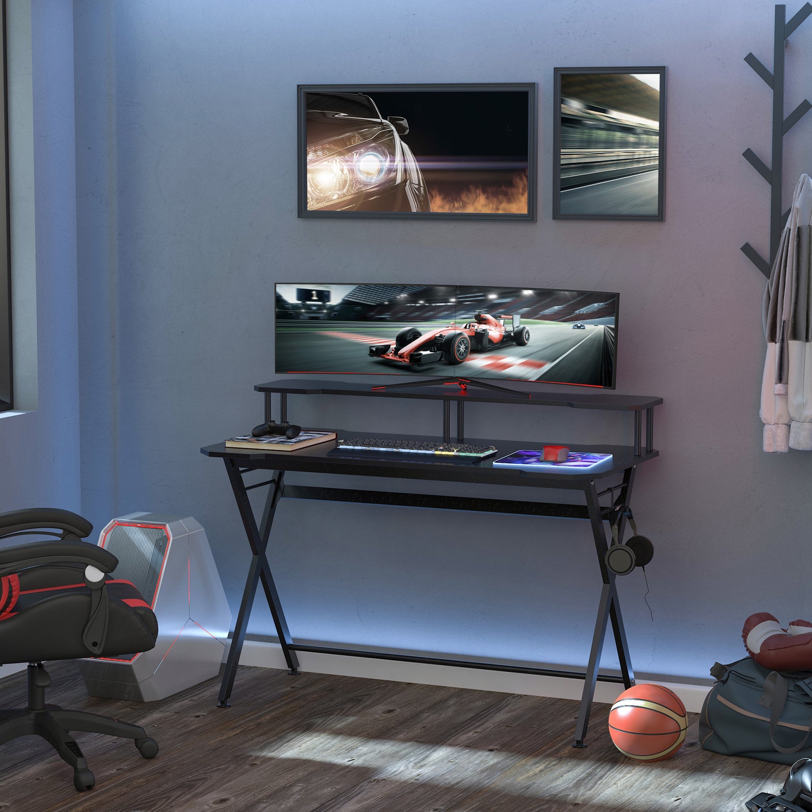 Gaming Desk Writing Table W/ Headphone Hook