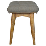 Solid Wood Curved Grey Tweed Bench