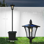 Outsunny 160cm Garden Solar Lamp Post Light, Led Solar Light Post, Black