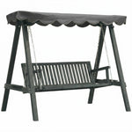 3 Seater Garden Swing Seat With Canopy, Outdoor Hammock Bench | Grey