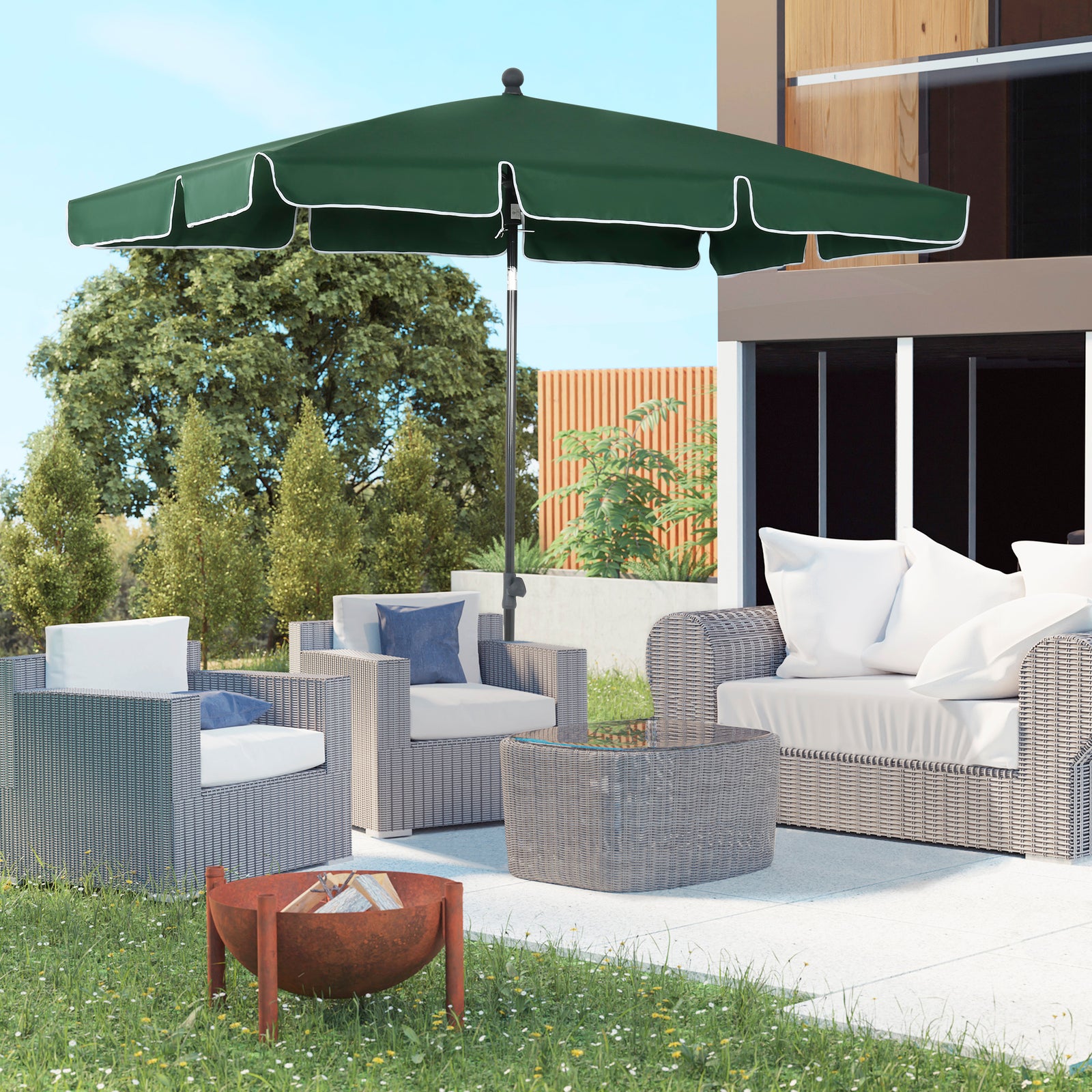 Aluminium Sun Umbrella 2x1.3m Parasol | Green