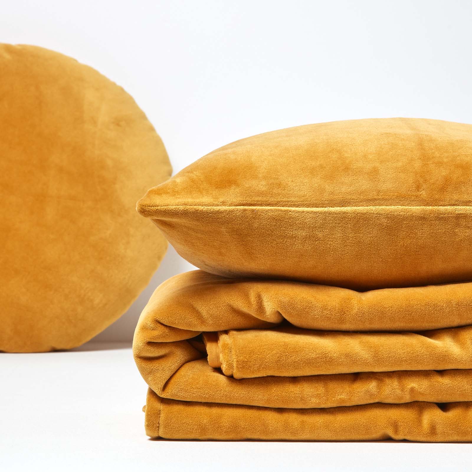 Velvet Cotton Quilted Throw | 150cm x 200cm | Mustard